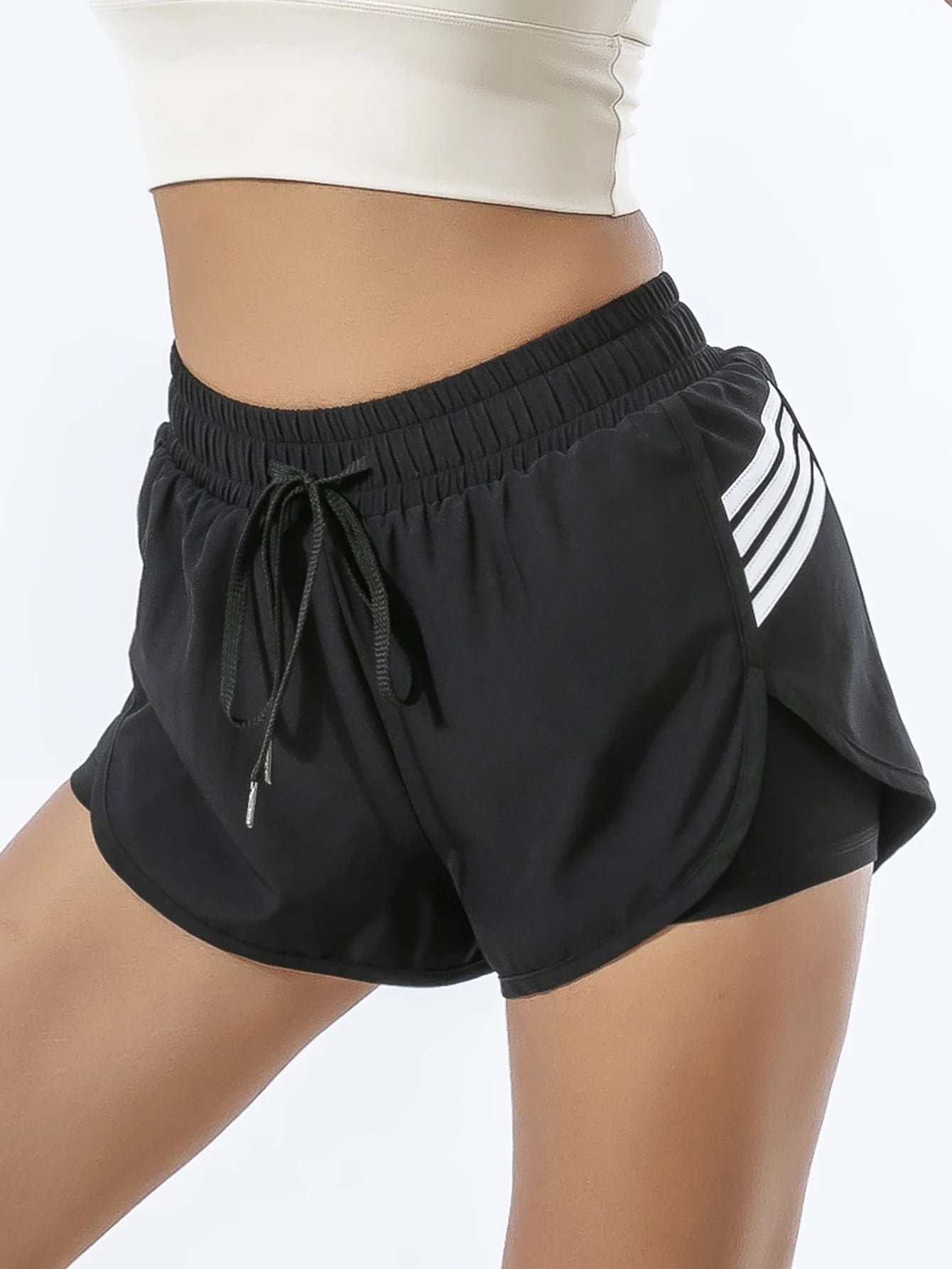 Women's Athletic Shorts, Summer Running Yoga Fitness, 2-in-1 Quick-Dry Badminton Training, Sporty Style With Pocket For Phone