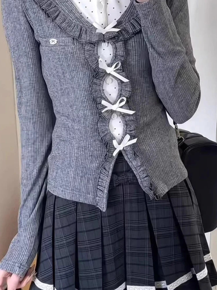 Japanese Sweet Preppy Style 2 Piece Sets Women Fake Two Piece Tops + Pleated Skirt New Fashion JK Slim Retro Outfits Spring 2026