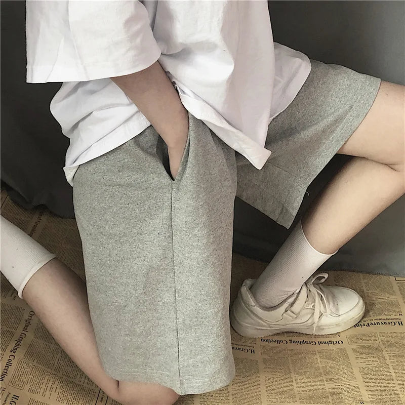 Y2k Summer Black Short Women Fashion Ladies Elastic Waist Short Pant High Waist Streetwear Wide-leg Oversize Simple Unisex Short
