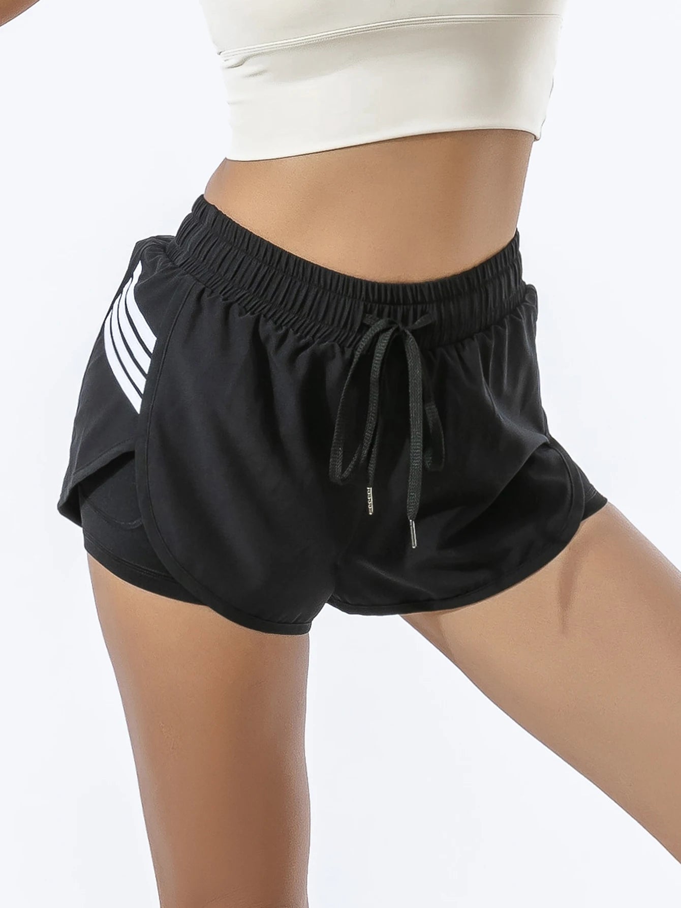 Women's Athletic Shorts, Summer Running Yoga Fitness, 2-in-1 Quick-Dry Badminton Training, Sporty Style With Pocket For Phone