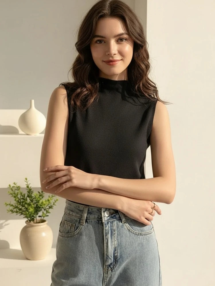 AOSSVIAO 2026 Summer Sexy Knitted Tank Top Women Camisole Blouse Sleeveless Slim Top Female Sleveless T-shirt Vest Casual Camis